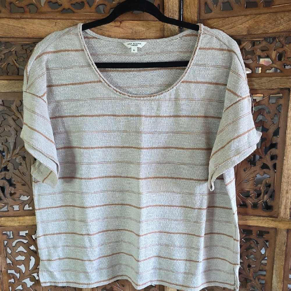 🌟 Max Studio Striped Beige and Brown Women's Top